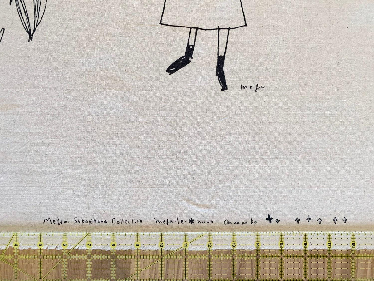 Kei - Megumi Sakakibara Collection Cotton Linen Panel - Beige Black