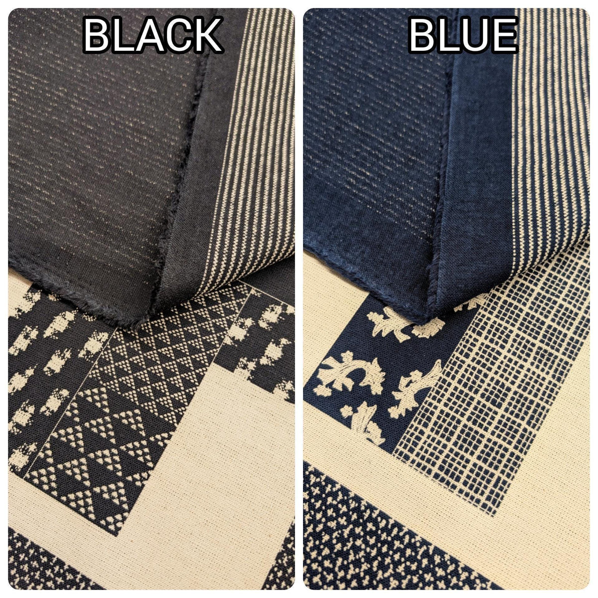 Craft-P - Kimono Design Cotton Fabric Panel - Black or Navy