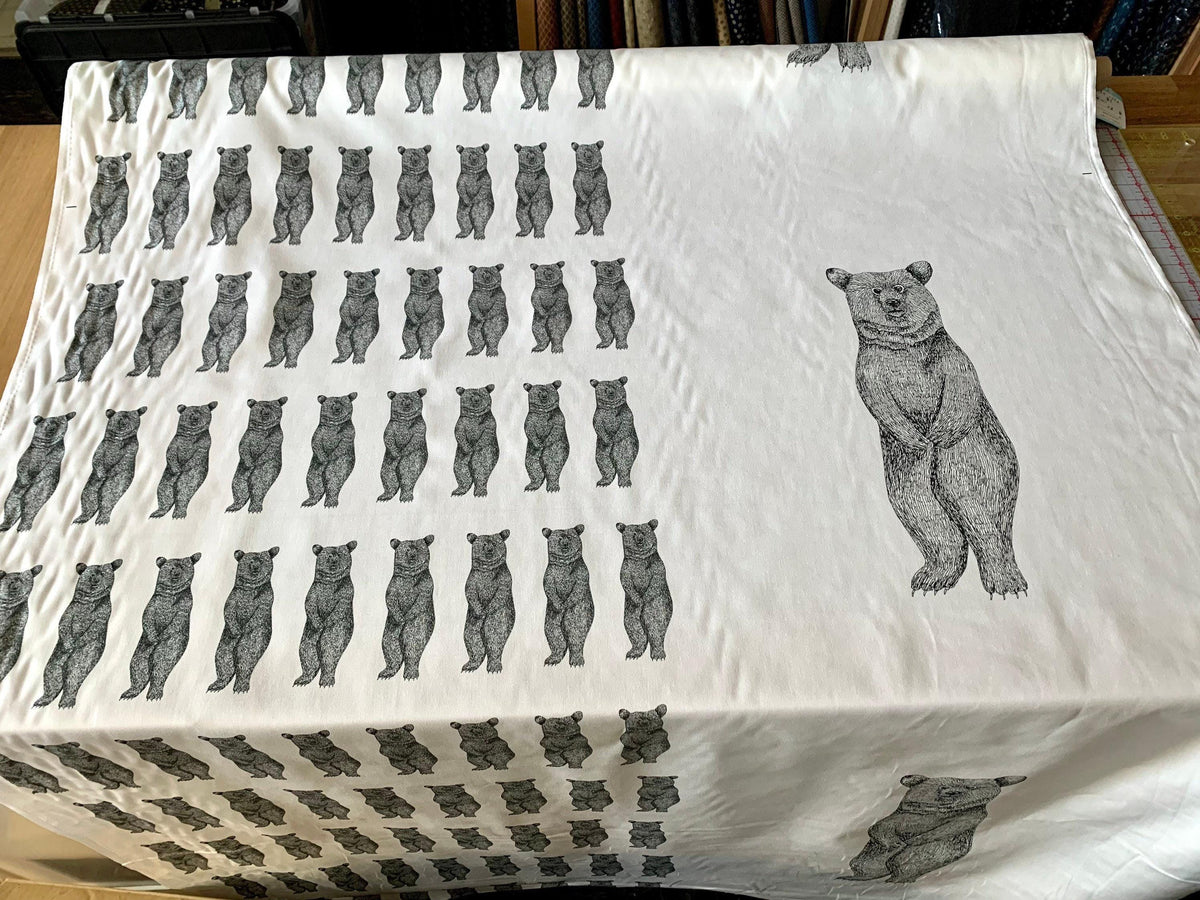 Koizumi - Big Bear Cotton Fabric Panel - White Black