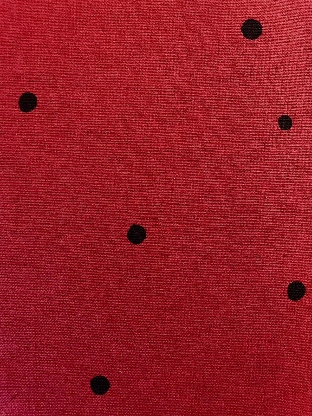 Orimono Imports - Playful Cat and Kitten with Stripes and Dots Fabric Panel - Red