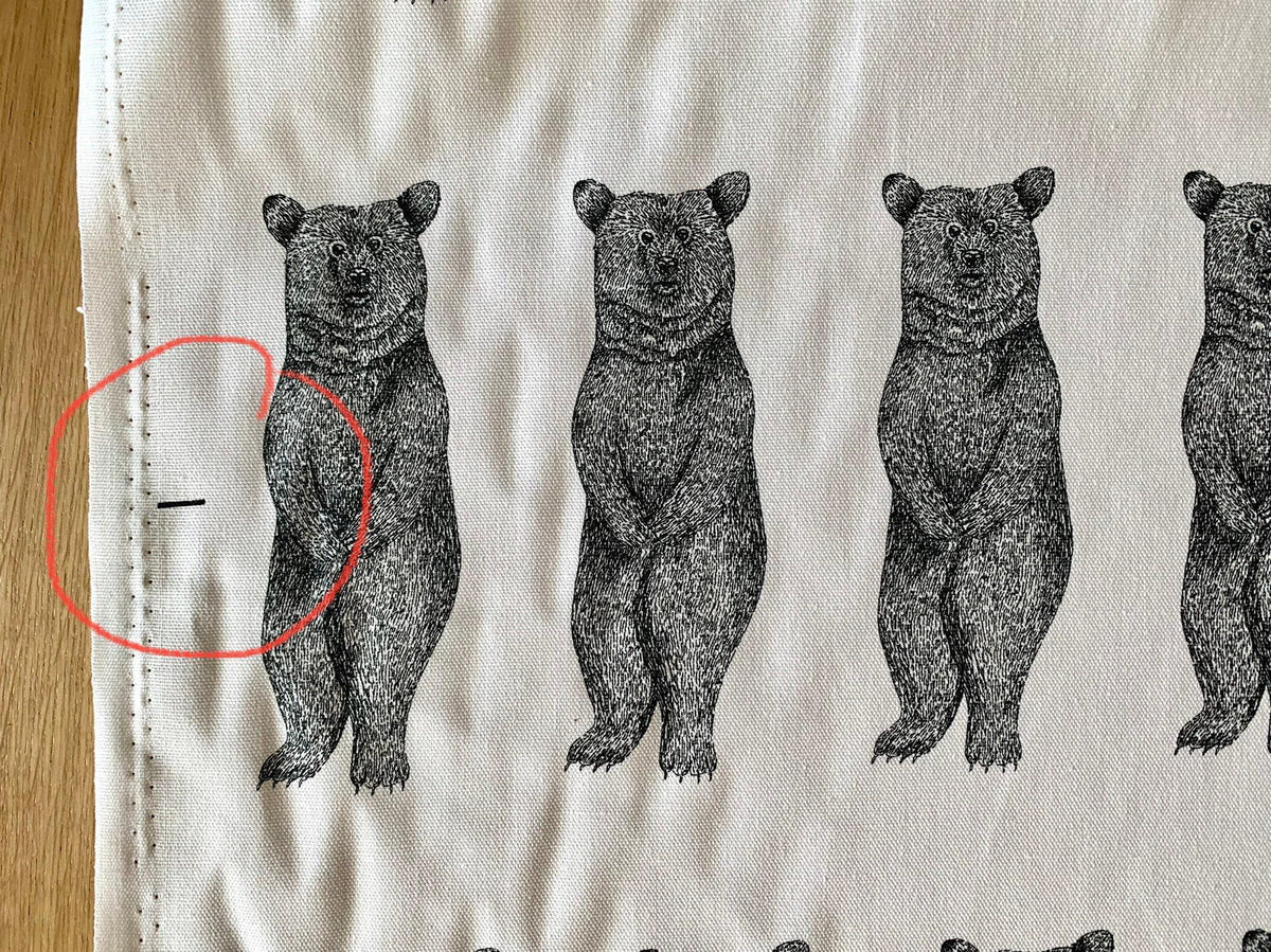 Koizumi - Big Bear Cotton Fabric Panel - White Black