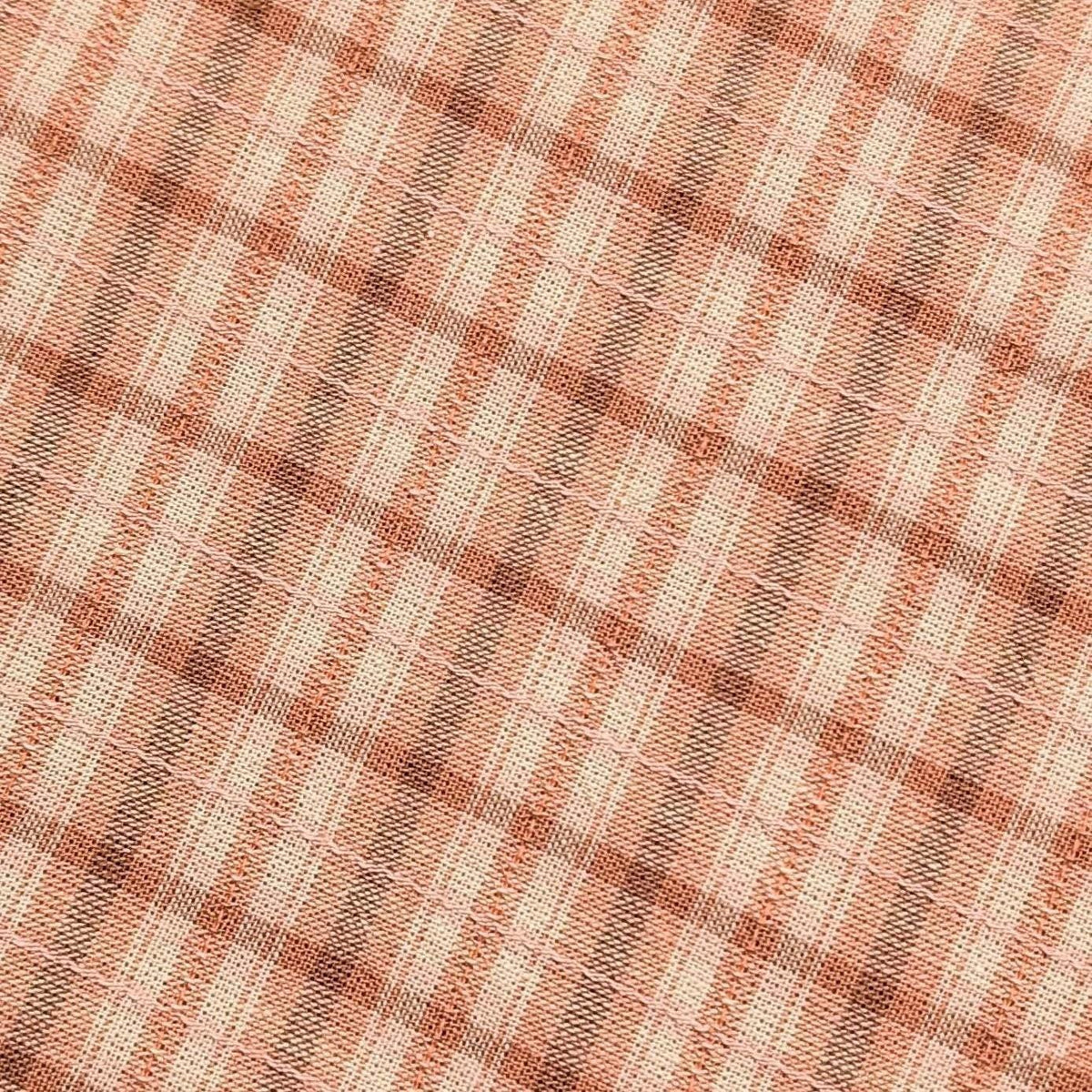 Textile Pantry - Junko Matsuda Yarn Dyed Plaid Cotton Fabric - Pink and Beige