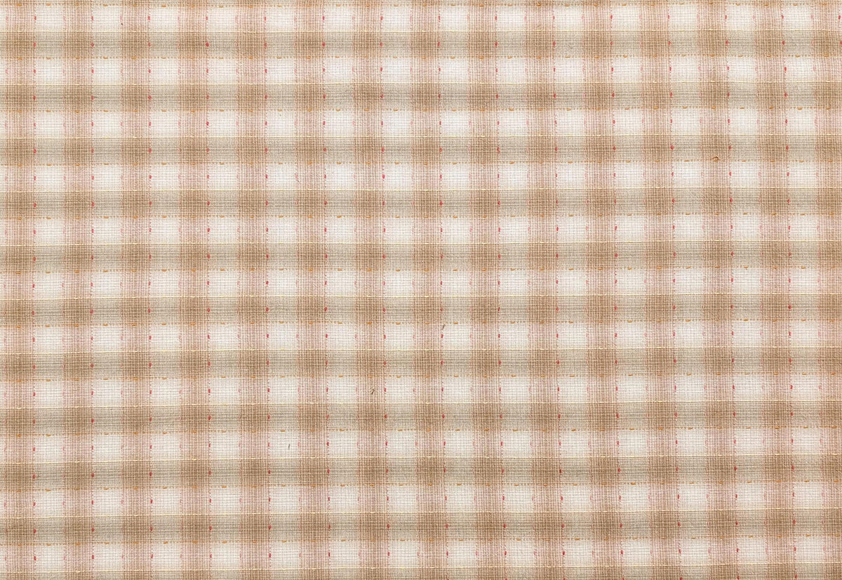 NEW Dotted textured gingham Japanese yarn dyed cotton taupe fabric SY10633S B tan