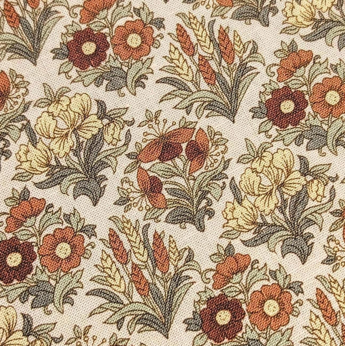 Kokka - Gridded Bouquet Cotton/Linen Fabric - Beige