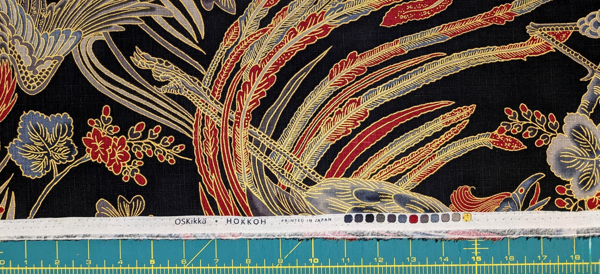NEW Golden Phoenix Hokkoh Japanese cotton dobby fabric 1024-1110-1 E black