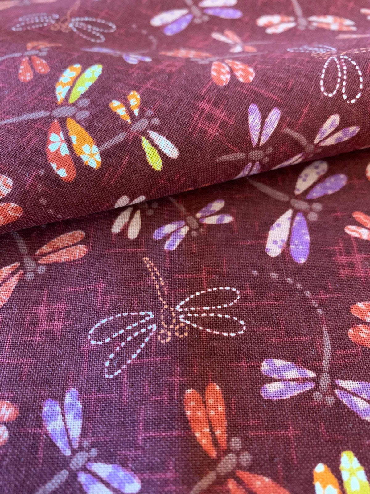 Sevenberry - Patchwork Dragonflies Cotton Fabric - Red