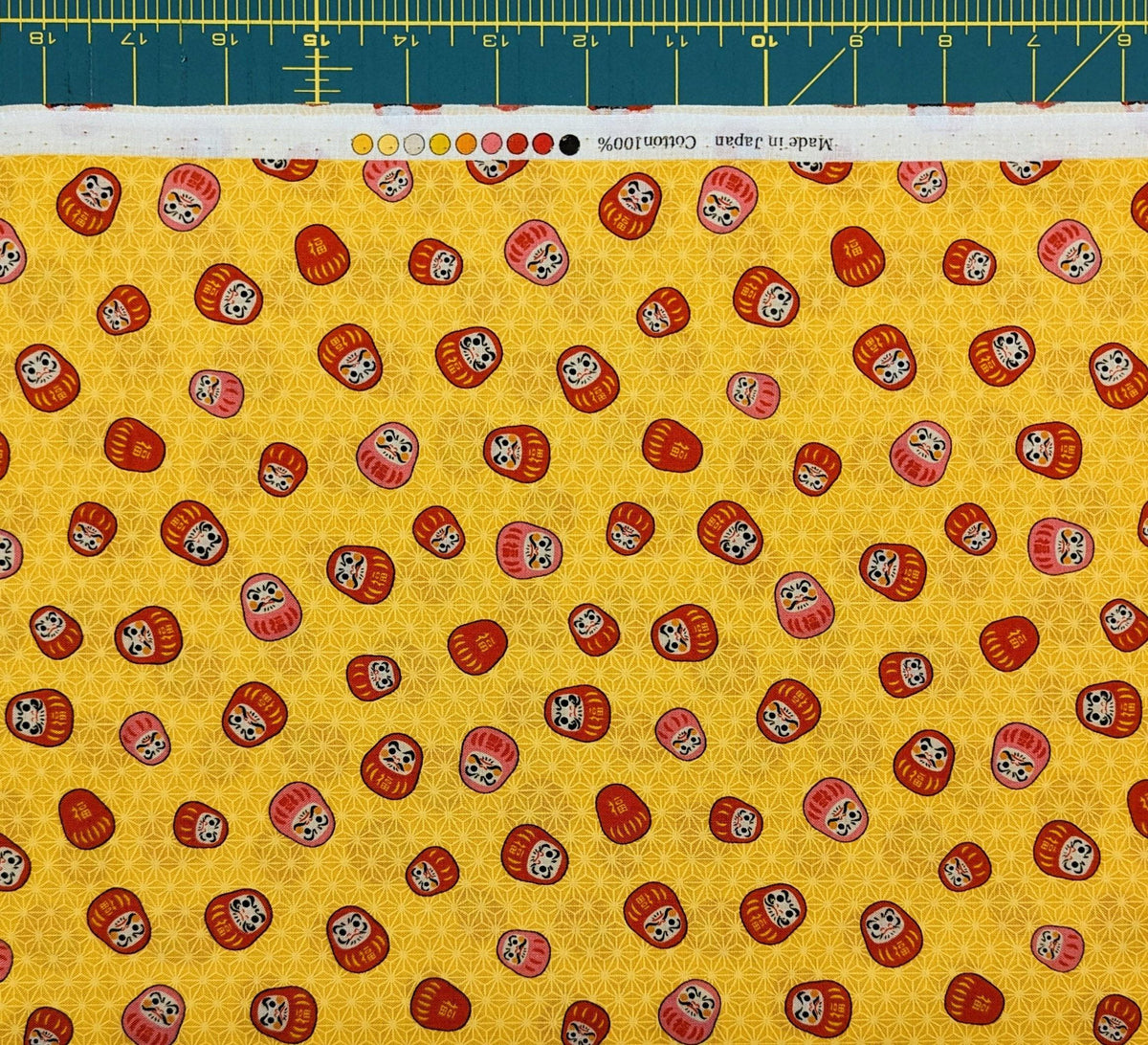Naka - Tiny Daruma Cotton Fabric - Red and Pink