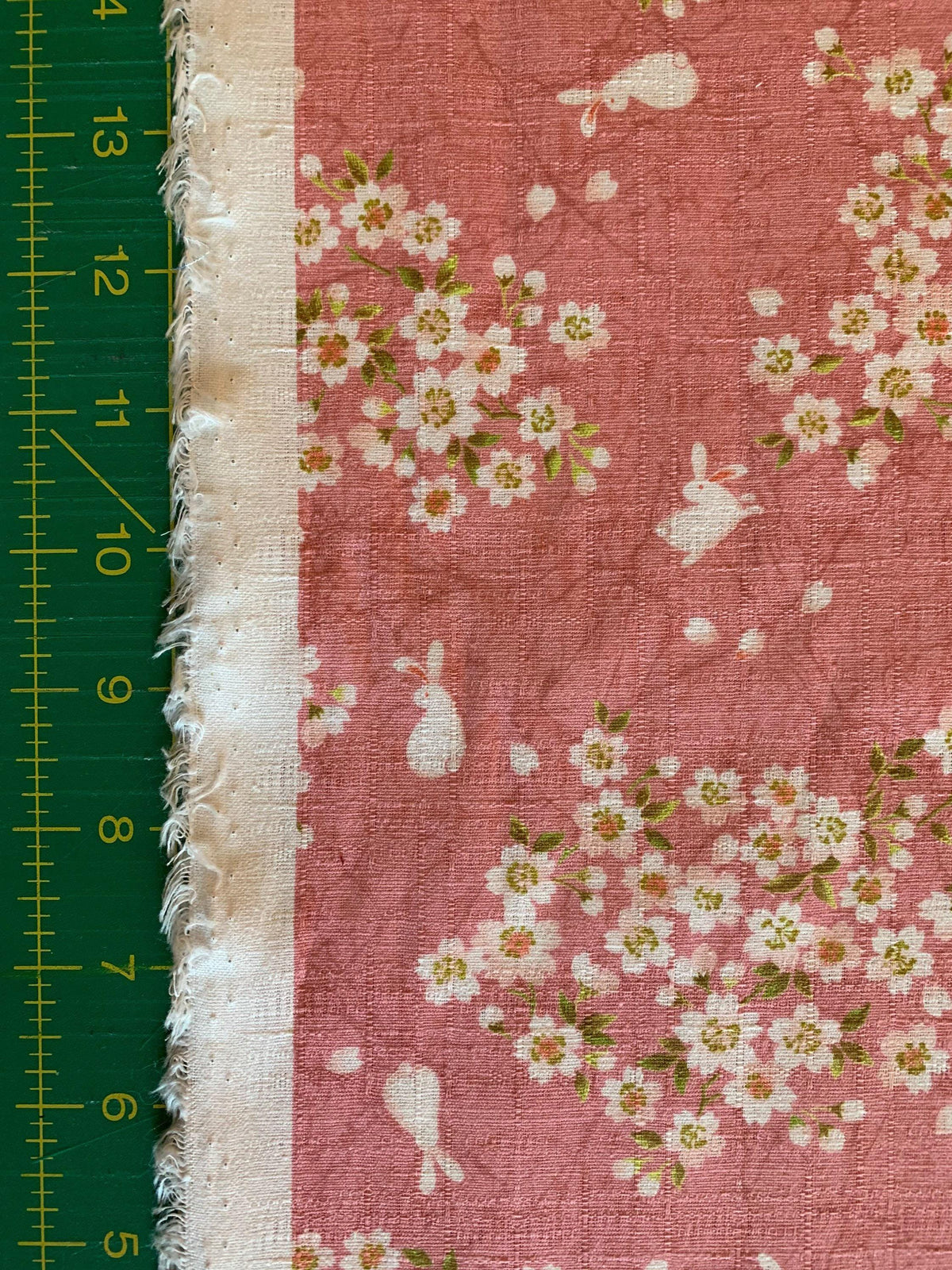 Usagi Sakura Rabbit Cherry Blossom Morikiku Japanese cotton dobby fabric M-1100-1B pink