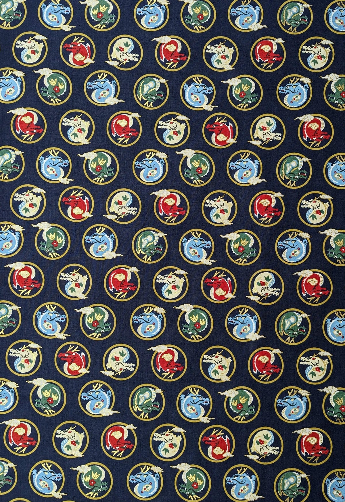 Hokkoh - Little Dragons Cotton Fabric - Navy Blue