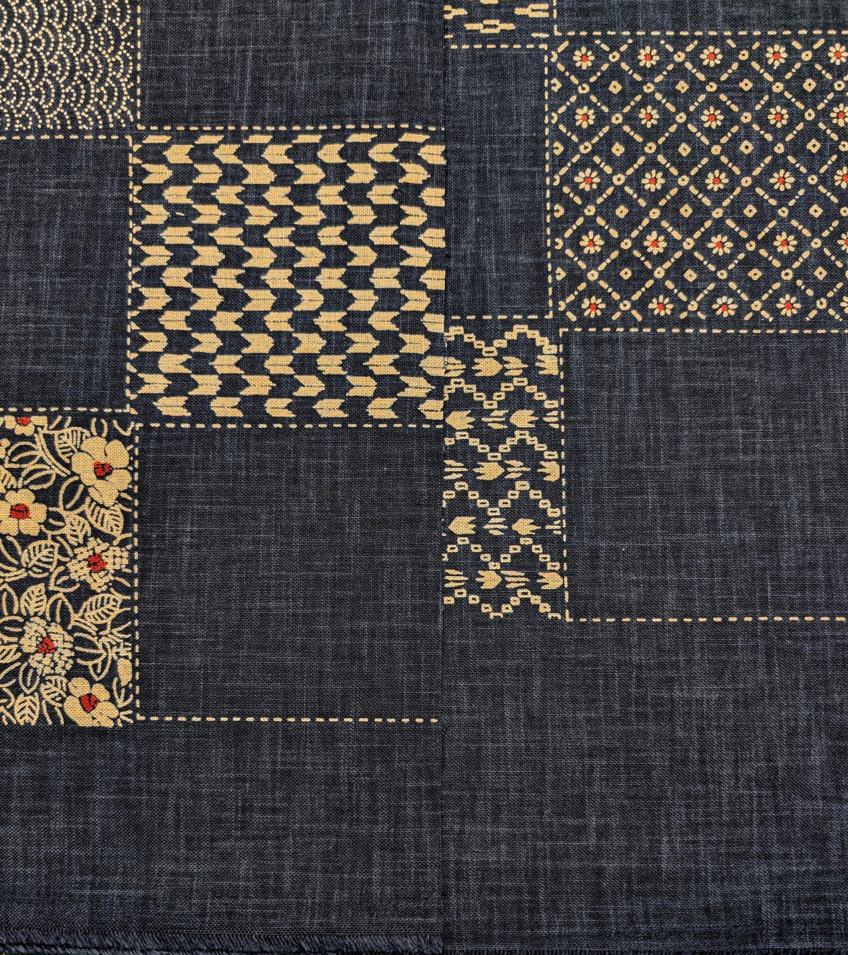 Traditional Patchwork hand stenciled Japanese cotton fabric KP7090-58 A - half yard