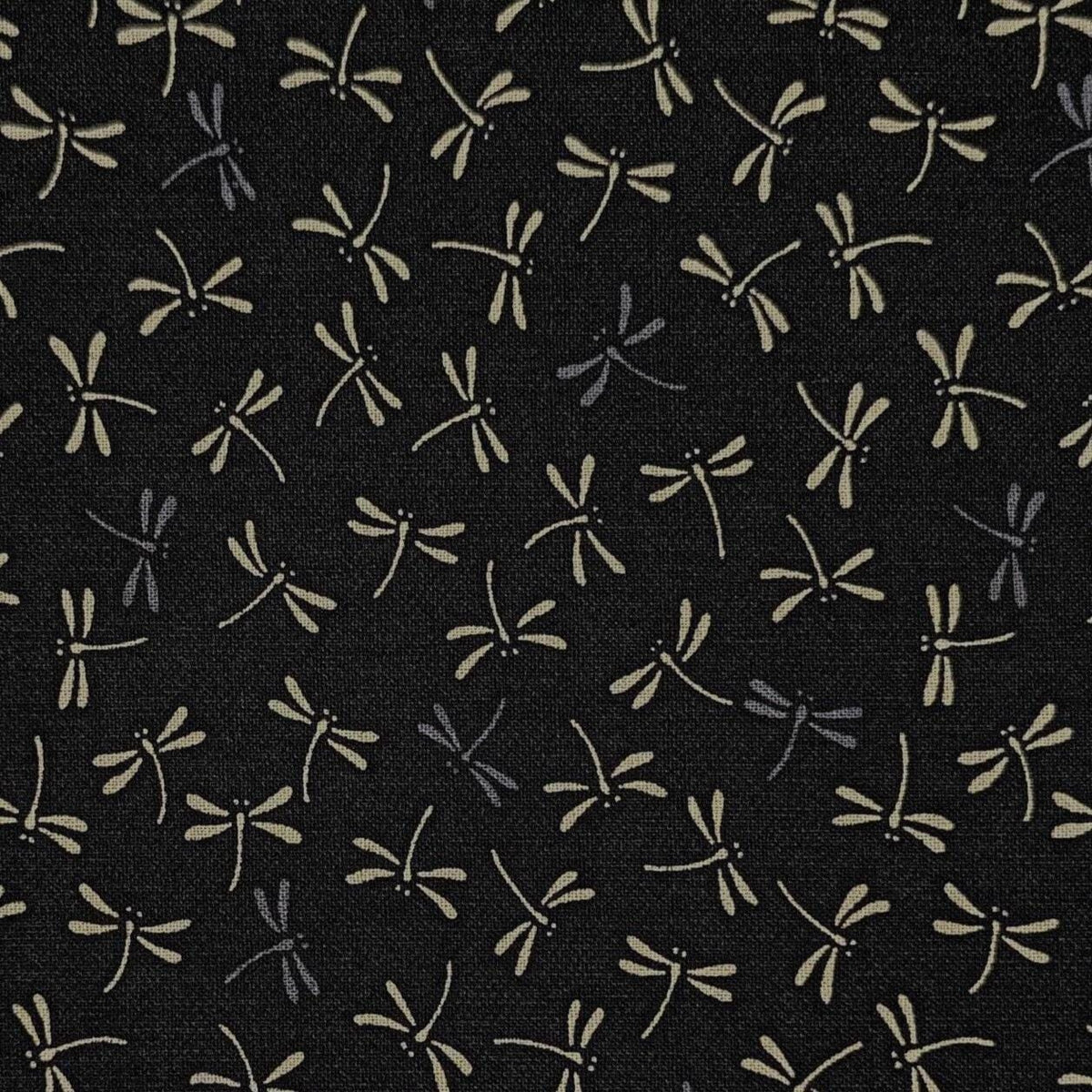 Sevenberry - Dragonflies in Black Cotton Fabric - Black