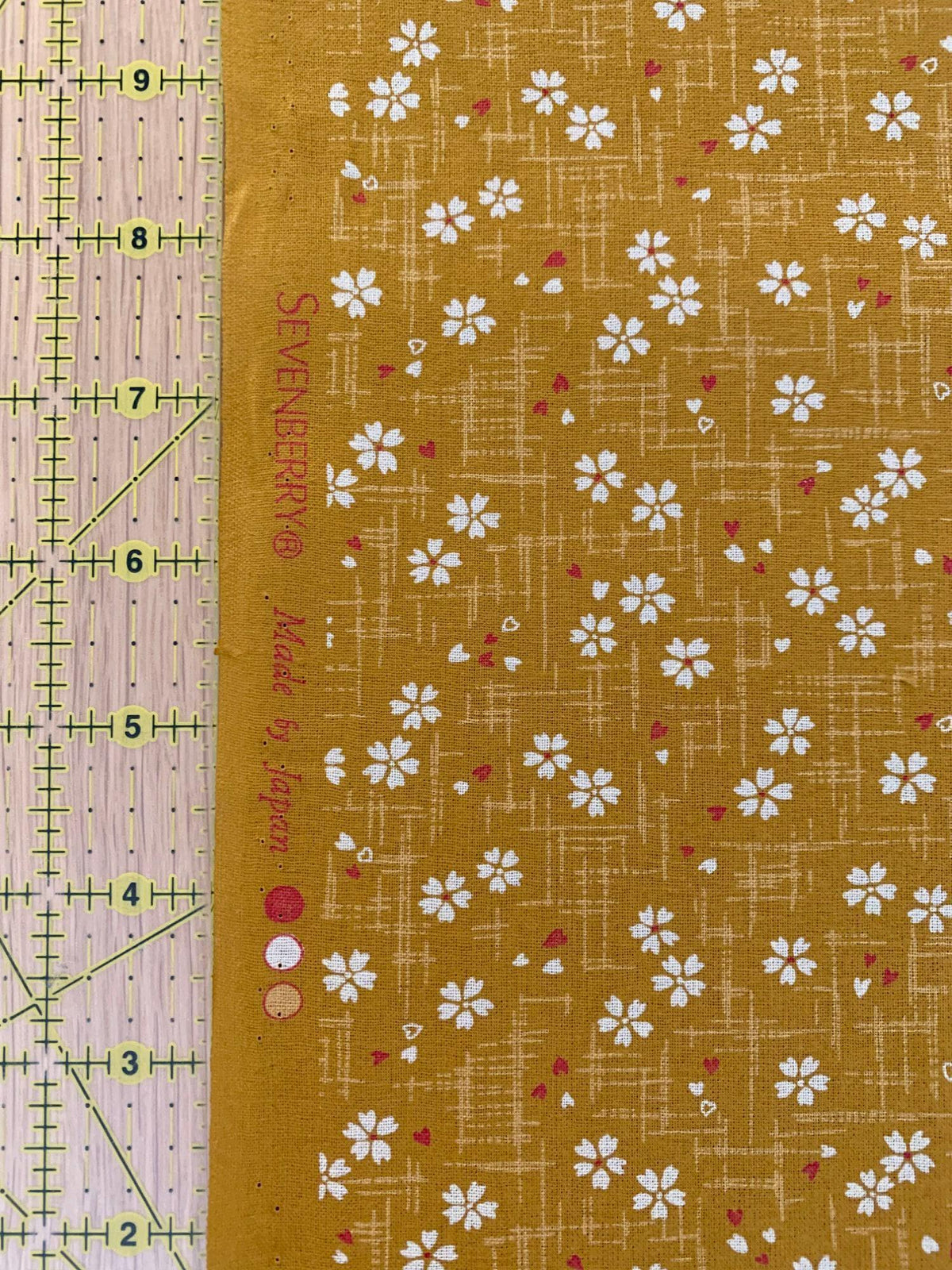 Sevenberry - Tiny Cherry Blossoms Cotton Fabric - Mustard Yellow