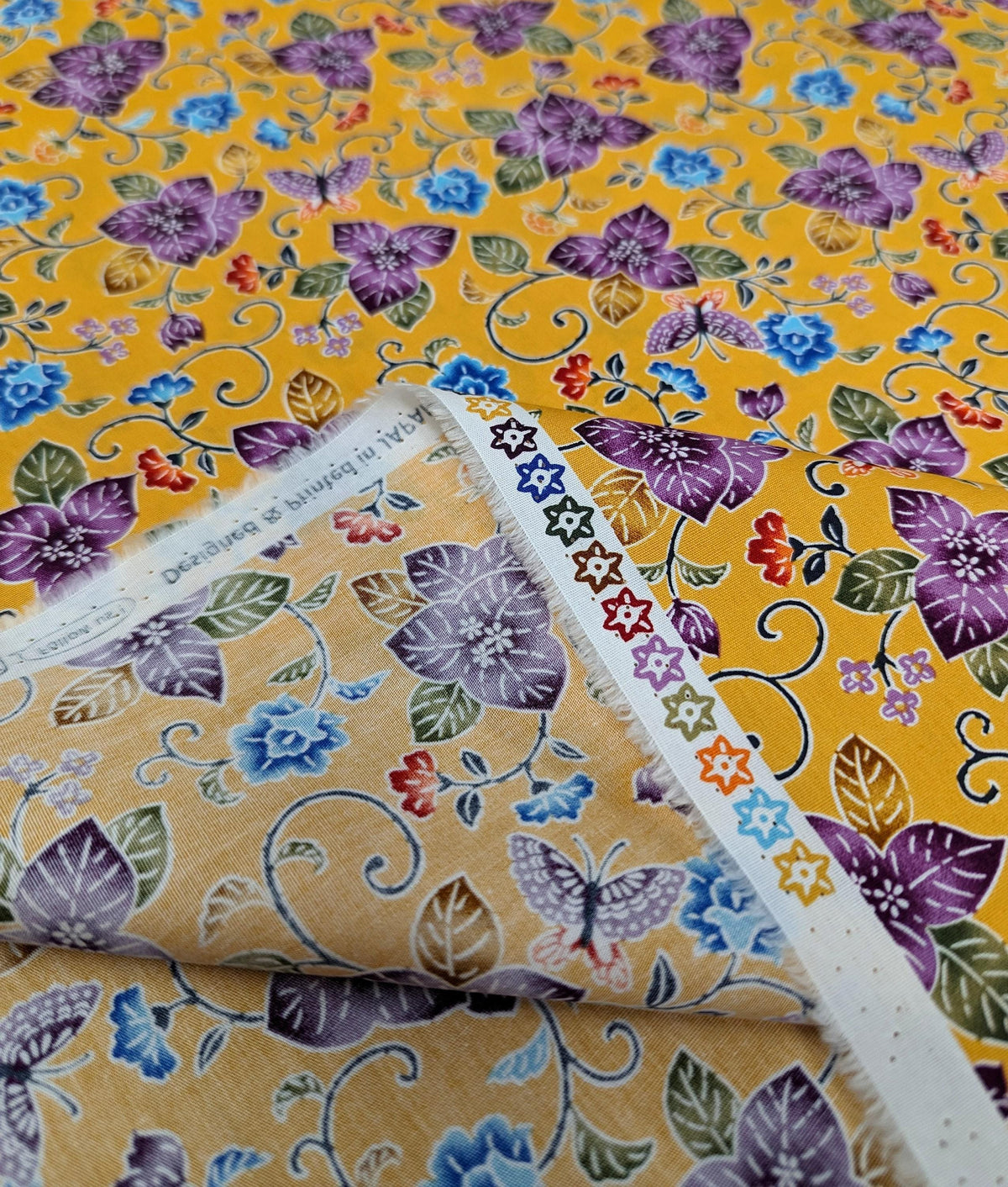 Cosmo - Tropical Bingata Flowers Cotton - Yellow