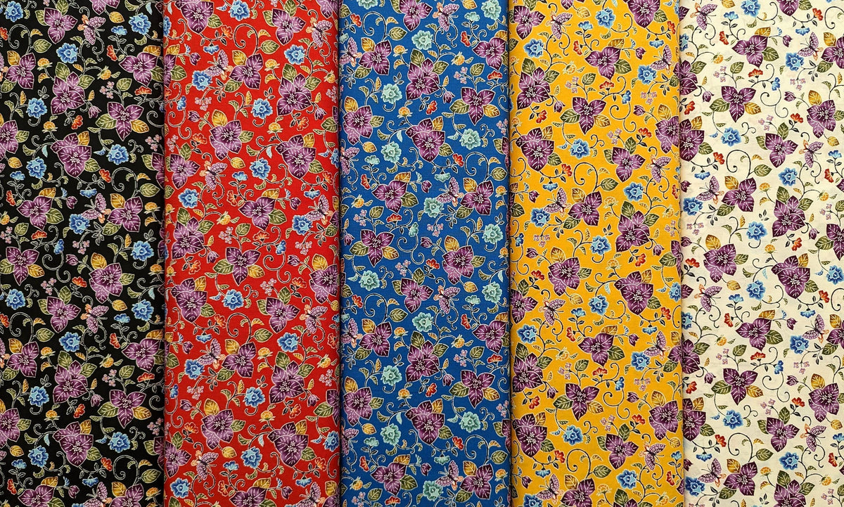 Cosmo - Tropical Bingata Flowers Cotton - Yellow