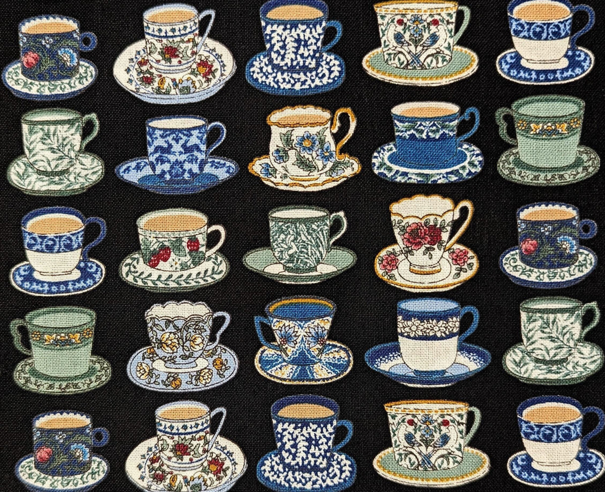 Senyo - Afternoon Tea Cotton Fabric - Black