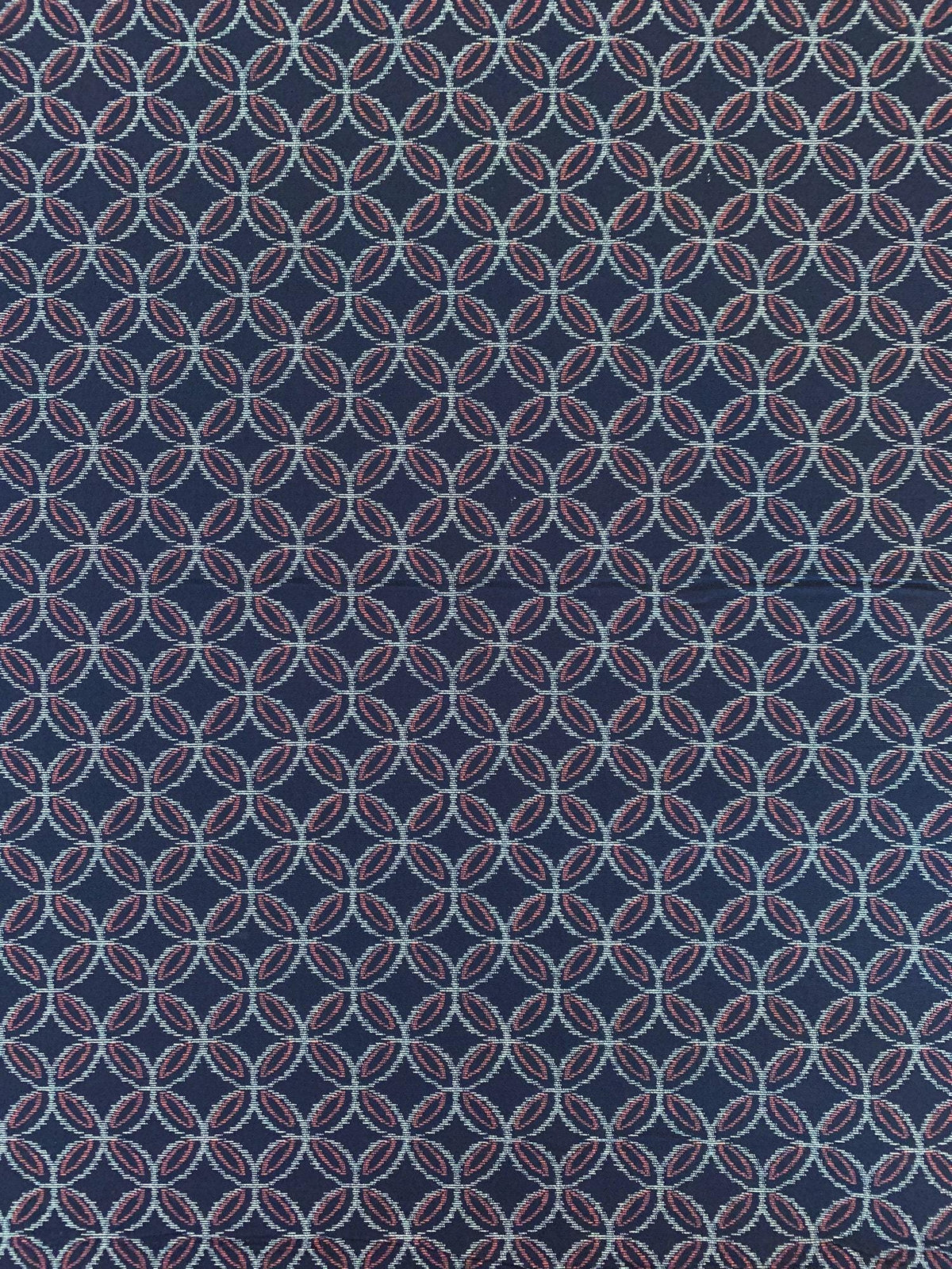 Sevenberry - Printed Ikat Kasuri Shippou Circles Cotton Fabric - Navy Orange