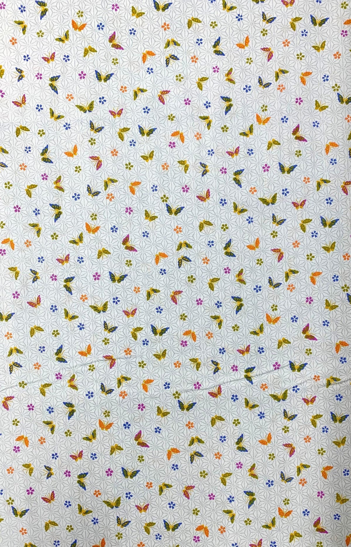 Sevenberry - Little Butterflies and Asanoha Stars Cotton Fabric - Pale Blue