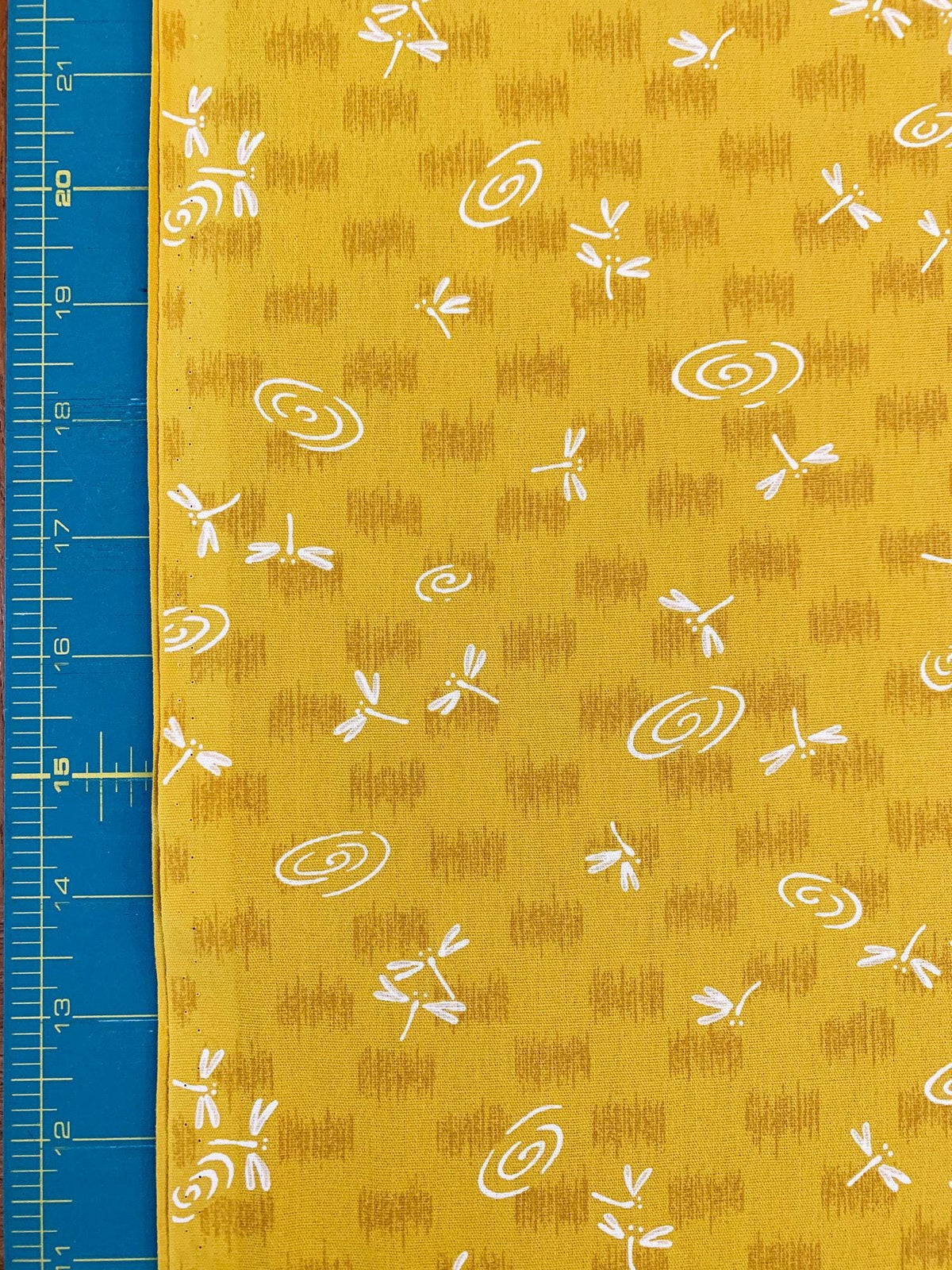Dragonflies at the Water's Edge in yellow Japanese cotton fabric 3030-4A