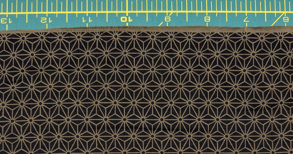 Sevenberry Small Asanoha stars in beige on Japanese cotton fabric 88222-2-15 black & gray
