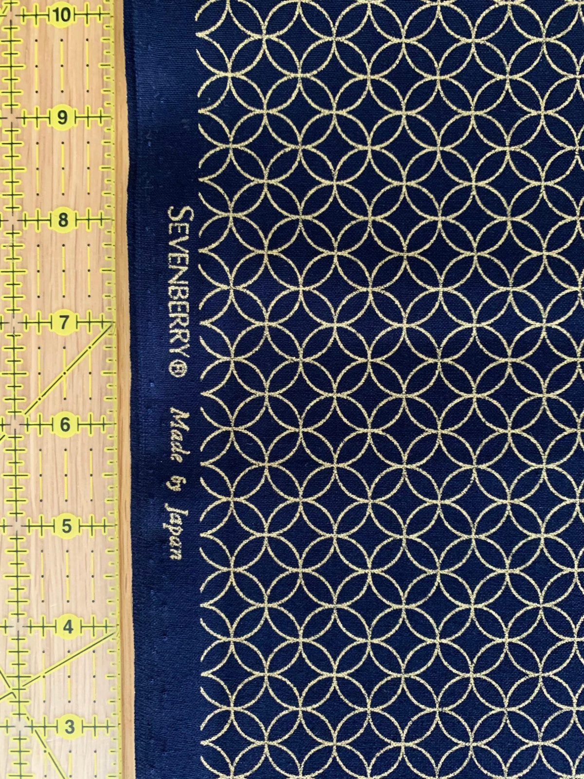 Sevenberry - Golden Shippo Circles Cotton Fabric - Blue