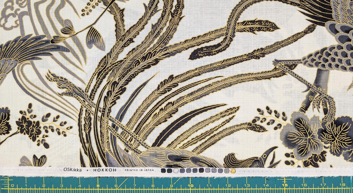 NEW Golden Phoenix Hokkoh Japanese cotton dobby fabric 1024-1110-1 A white