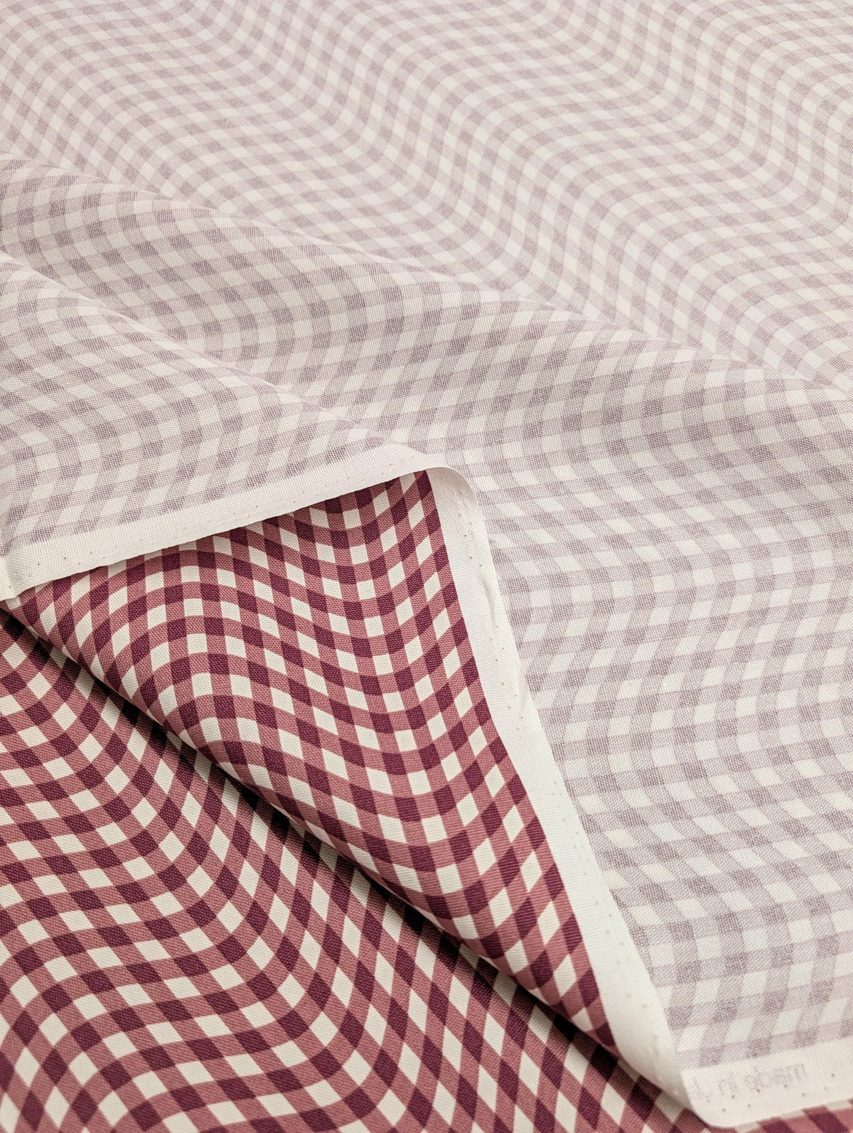 Hishiei - Warped Gingham Cotton Oxford Canvas - Pink