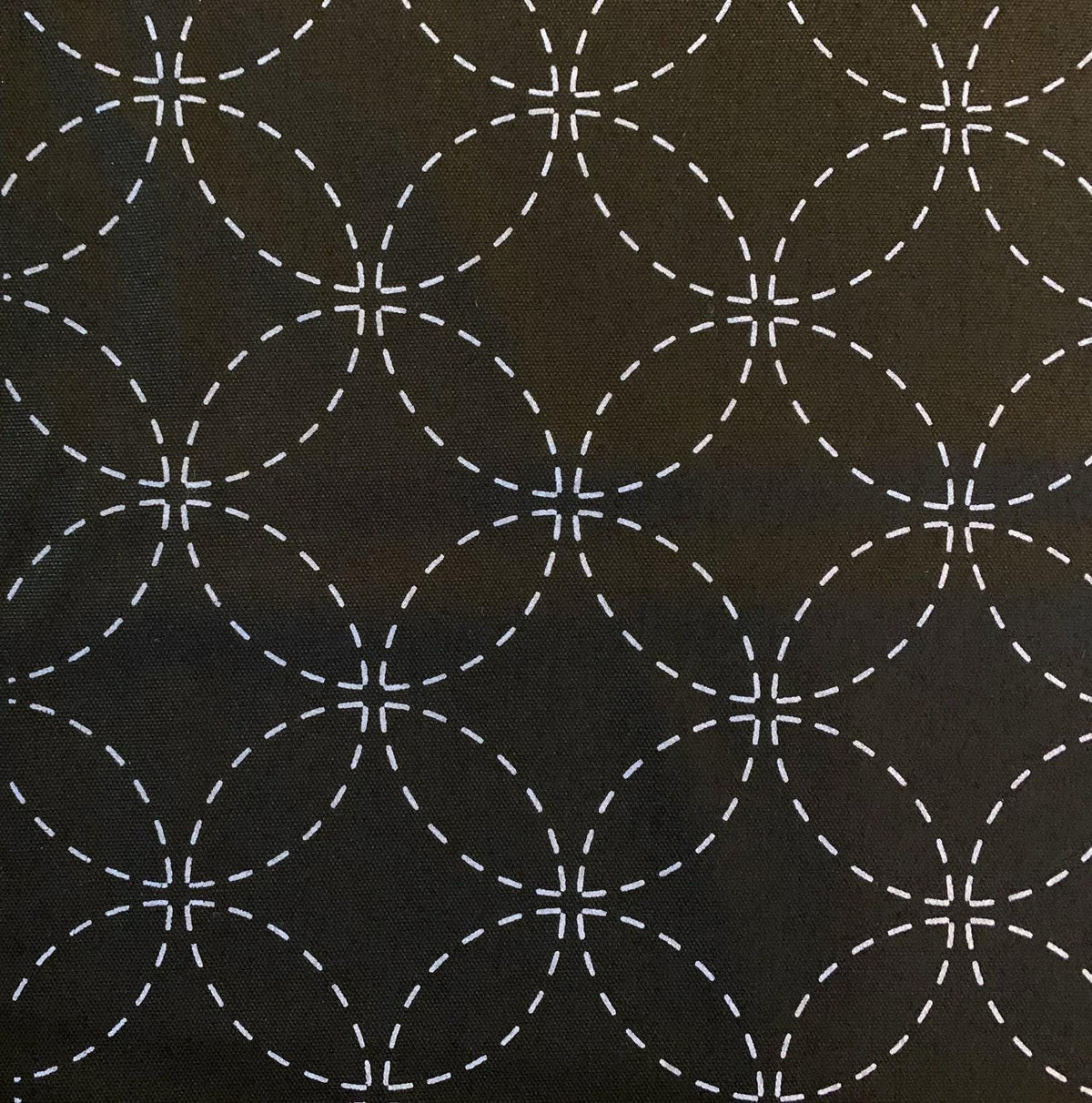 Olympus - Shippou Pre-Printed Sashiko Cotton Fabric - Black