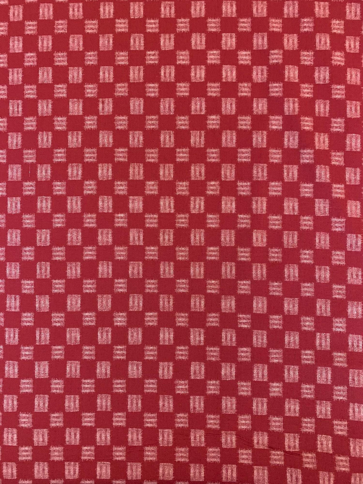 Sevenberry - Printed Ikat Squares Cotton Fabric - Red