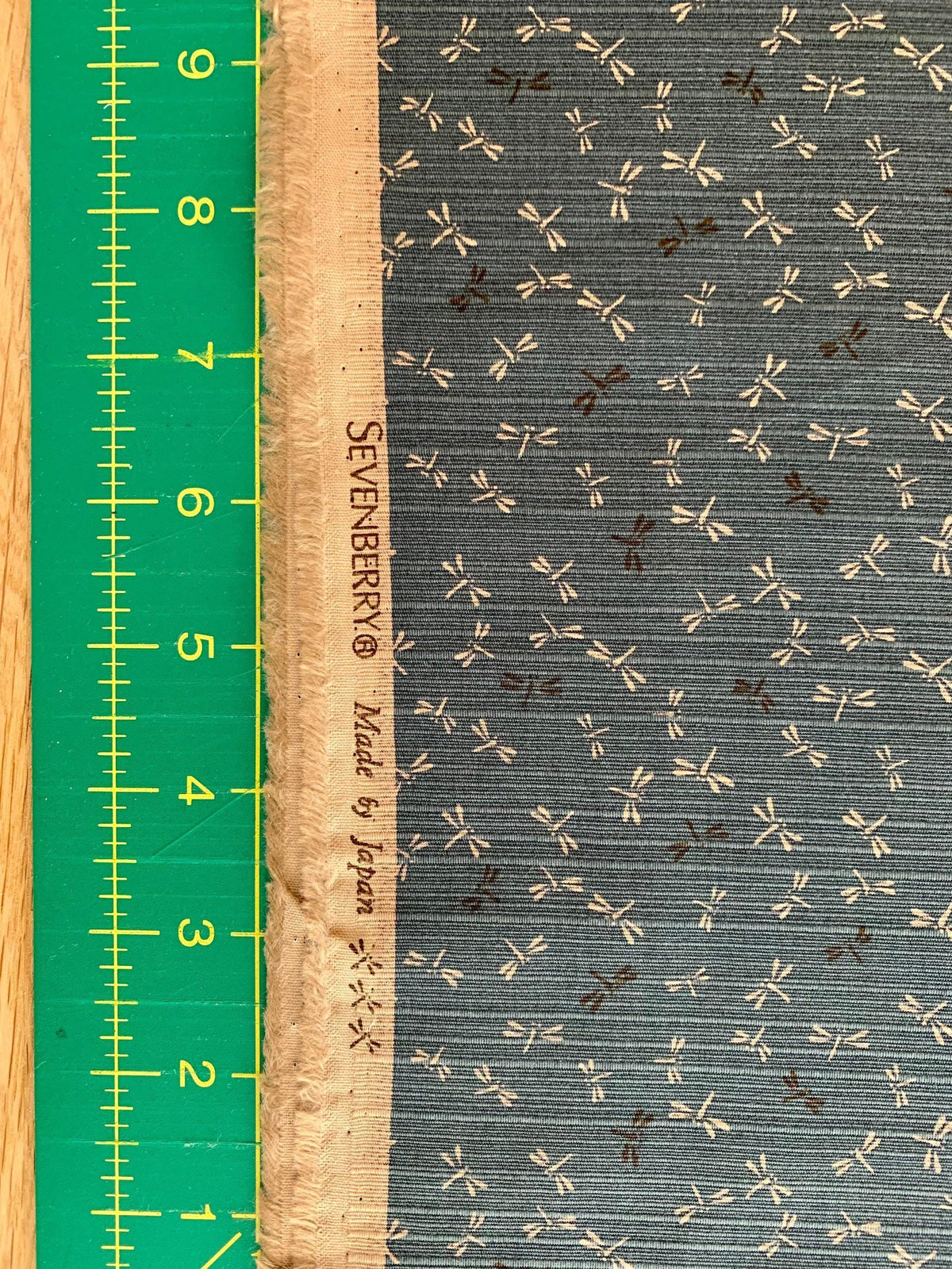 Sevenberry - Double Sided Dragonfly and Same-Komon Cotton Shantung - Slate Blue Red