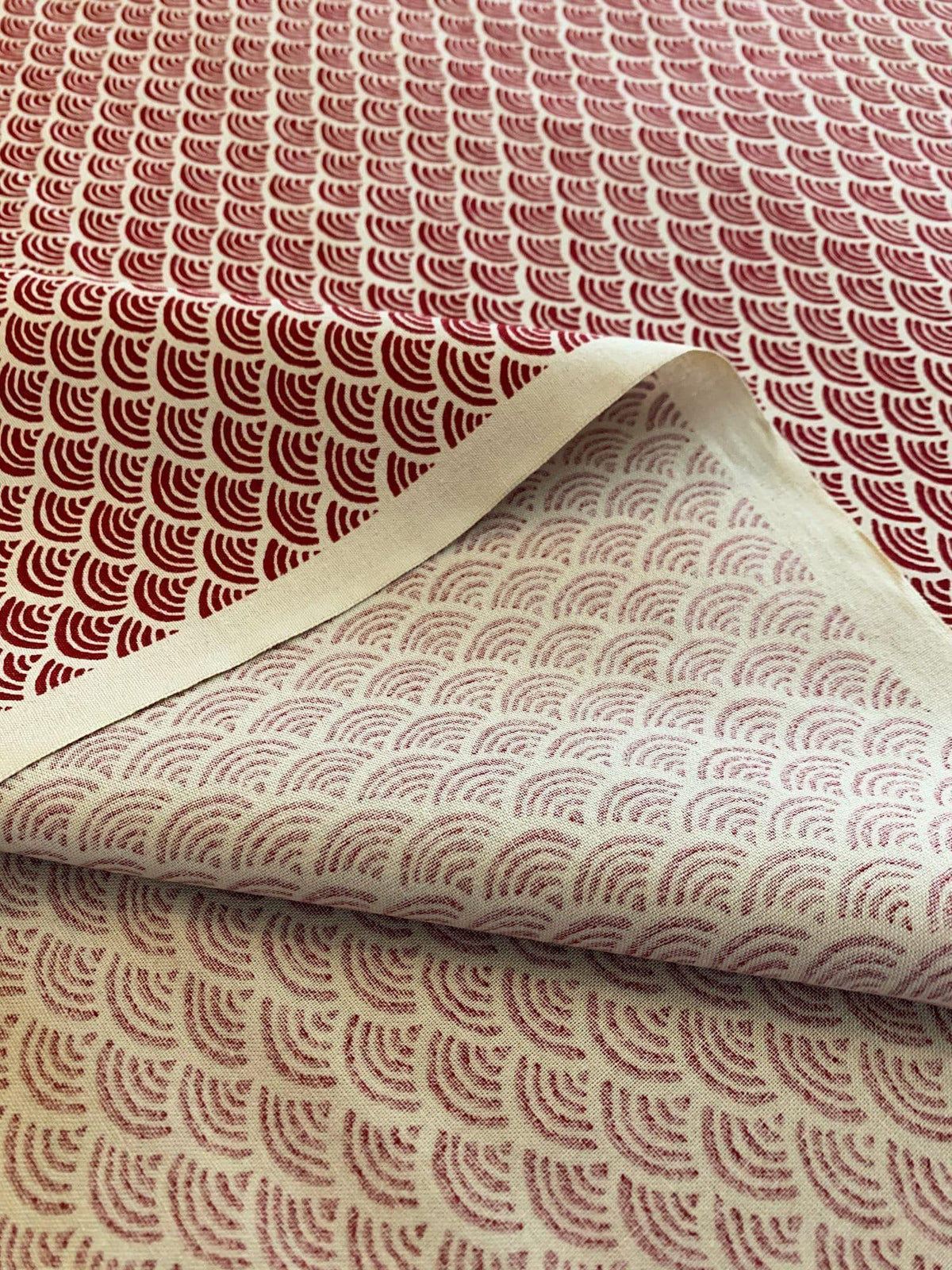 Sevenberry - Waves Cotton Fabric - Red Beige