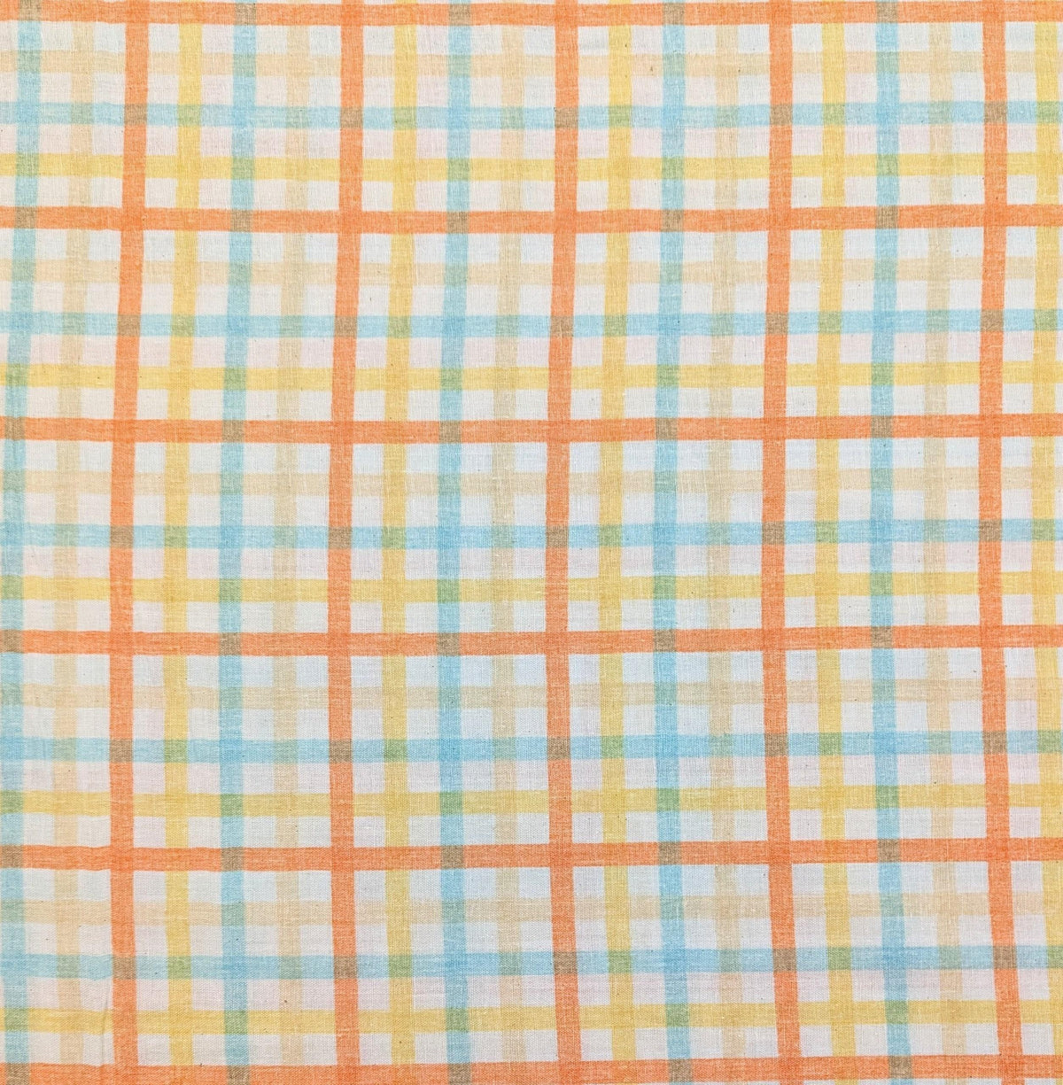 Sevenberry - Plaid Cotton Double Gauze - Orange Yellow Blue