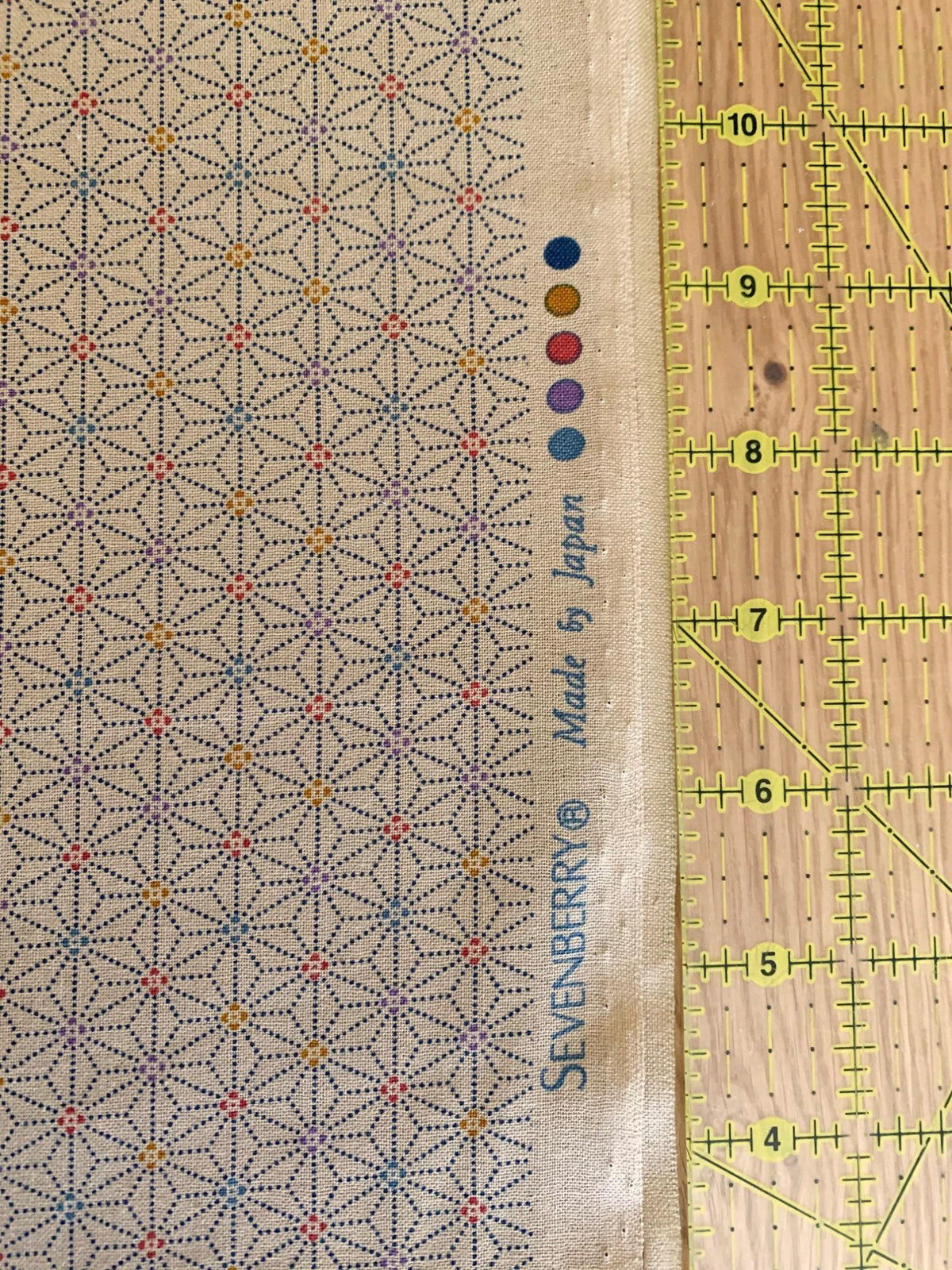 Sevenberry - Dotted Asanoha Stars Cotton Fabric - Yellow Beige