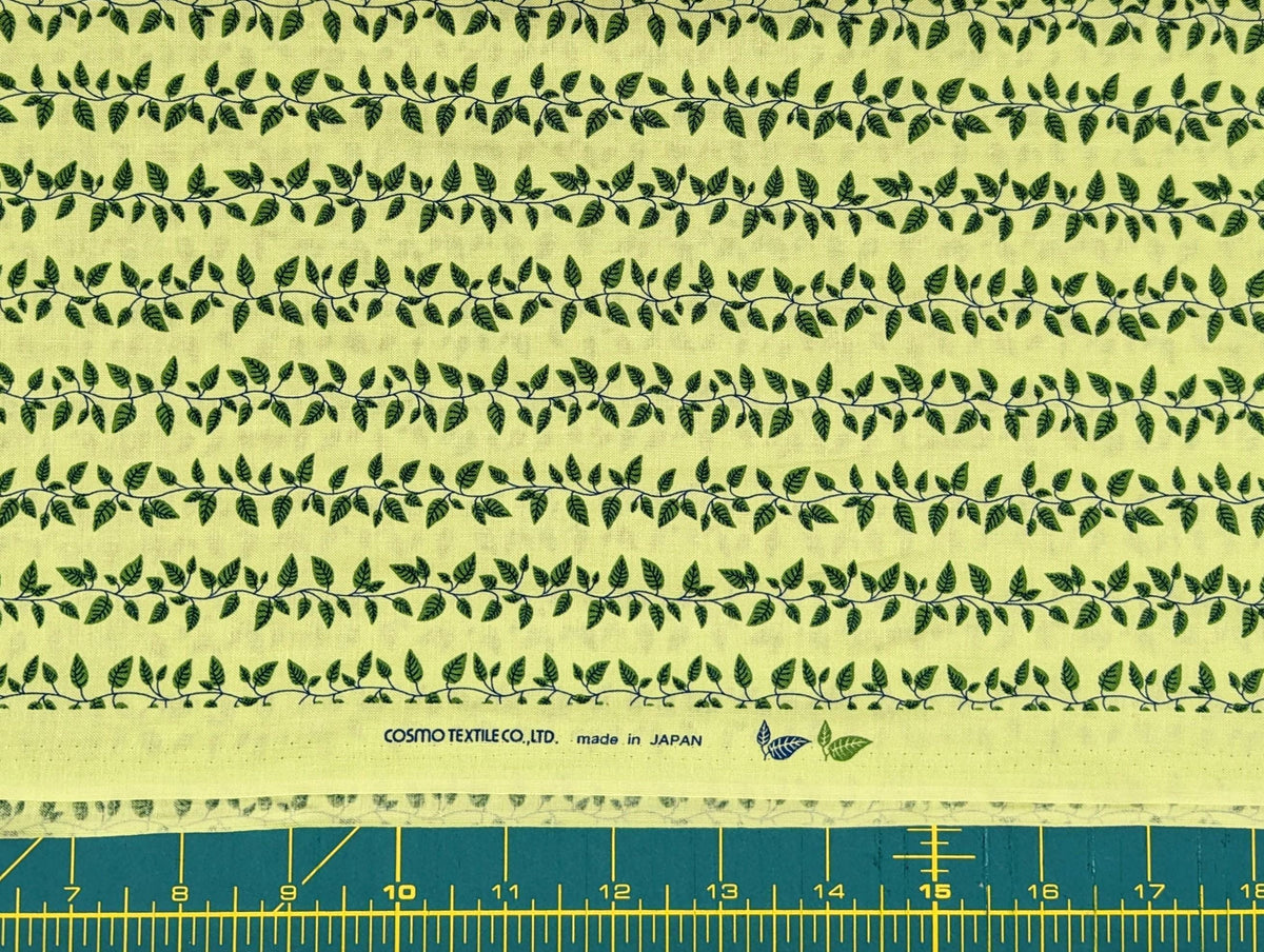 Cosmo - Vining Leaves Cotton Sheeting - Light & Dark Green