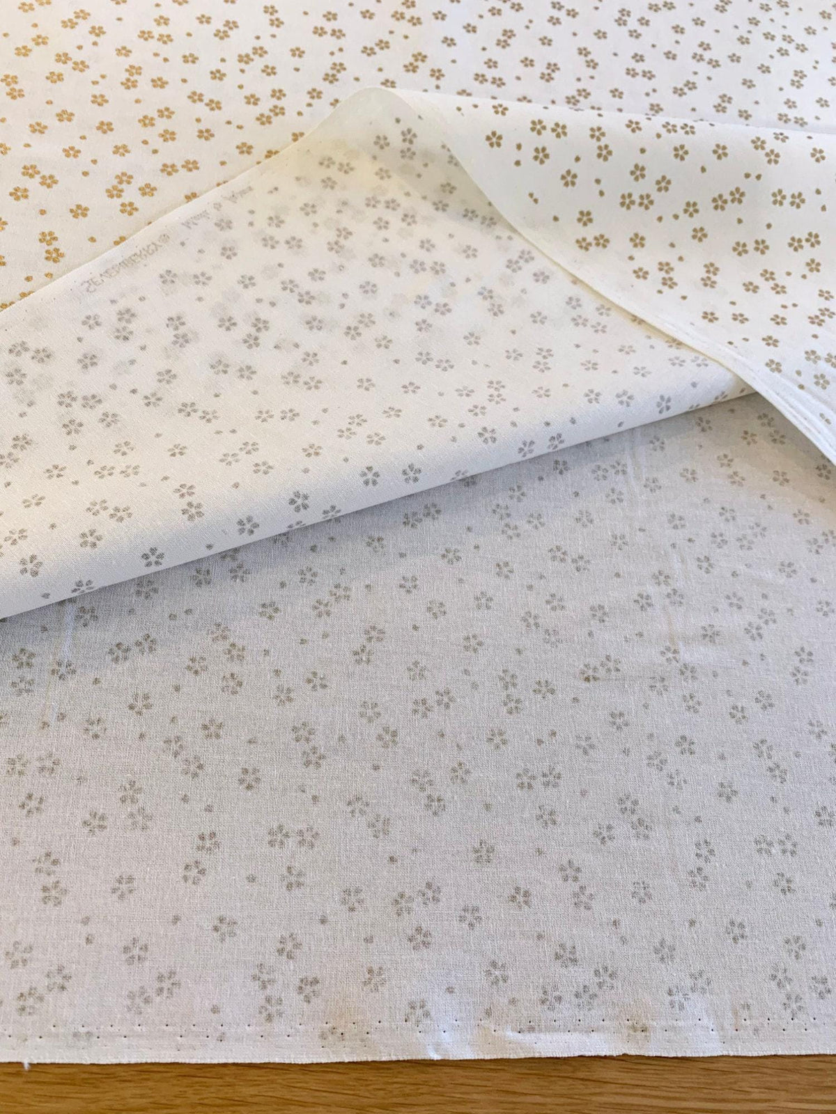Sevenberry - Golden Cherry Blossoms Cotton Fabric - White