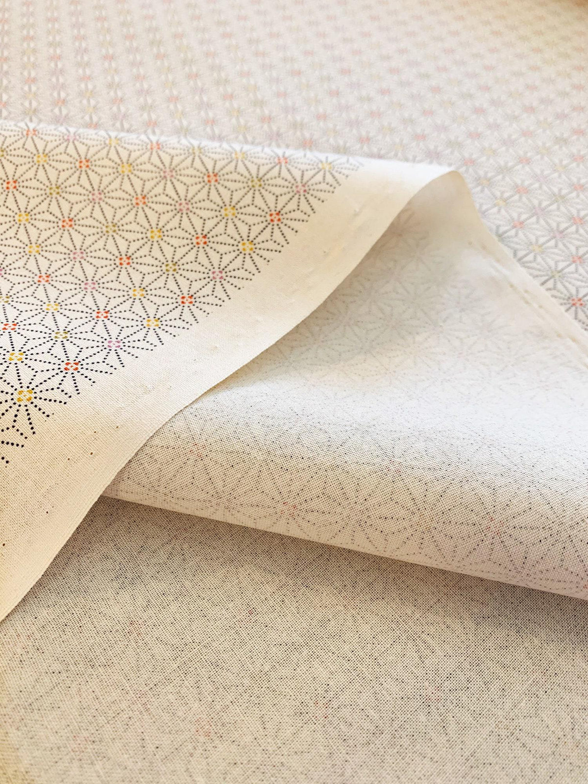 Sevenberry - Dotted Asanoha Stars Cotton Fabric - Ivory