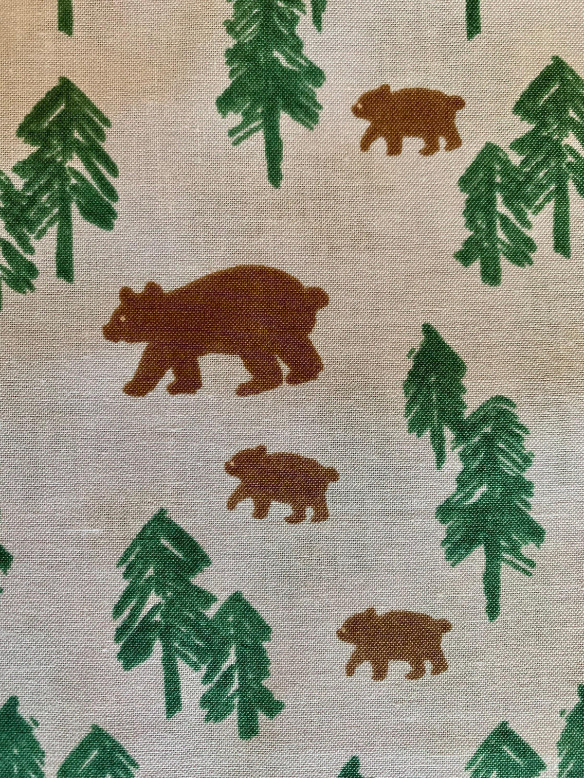 Hokkoh - Bears in the Forest Cotton Fabric - Gray Green Brown