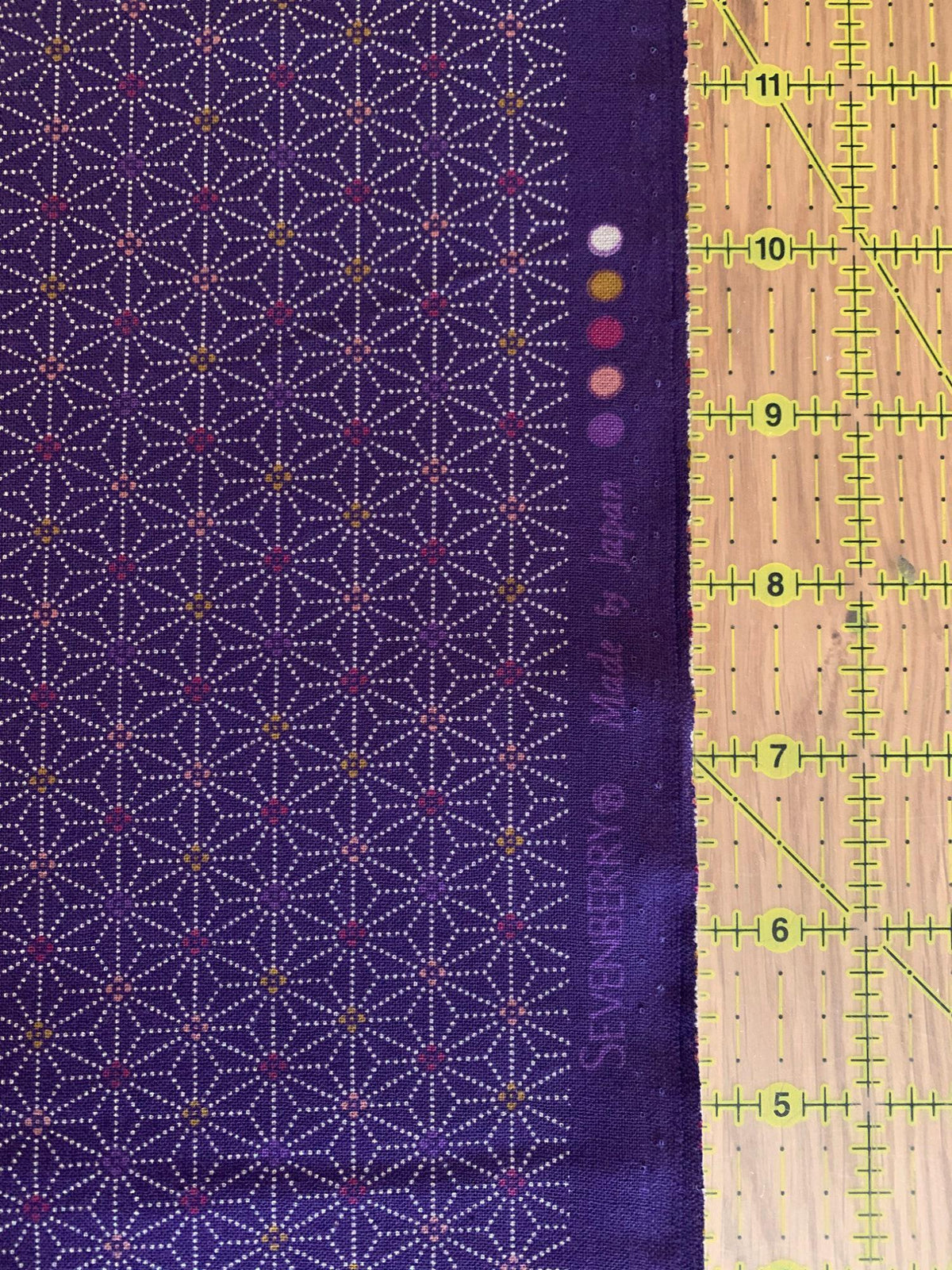 Sevenberry - Dotted Asanoha Stars Cotton Fabric - Purple