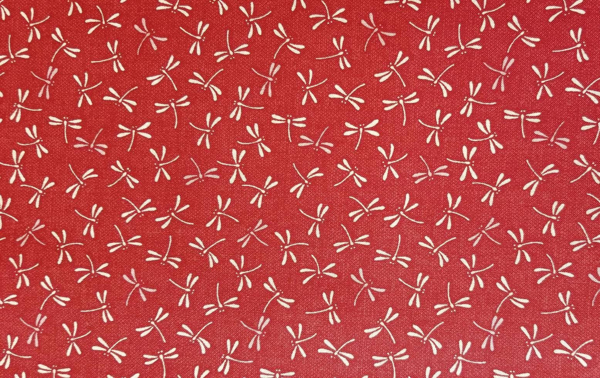Sevenberry - Dragonflies in Red Cotton Fabric - Red