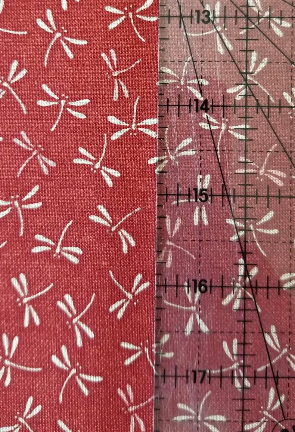 Sevenberry - Dragonflies in Red Cotton Fabric - Red