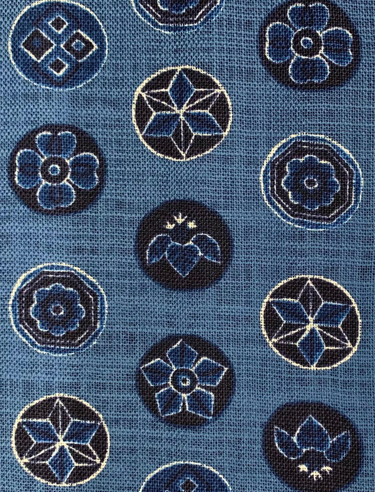 Sevenberry - Vintage Crests Cotton Fabric - Medium Blue
