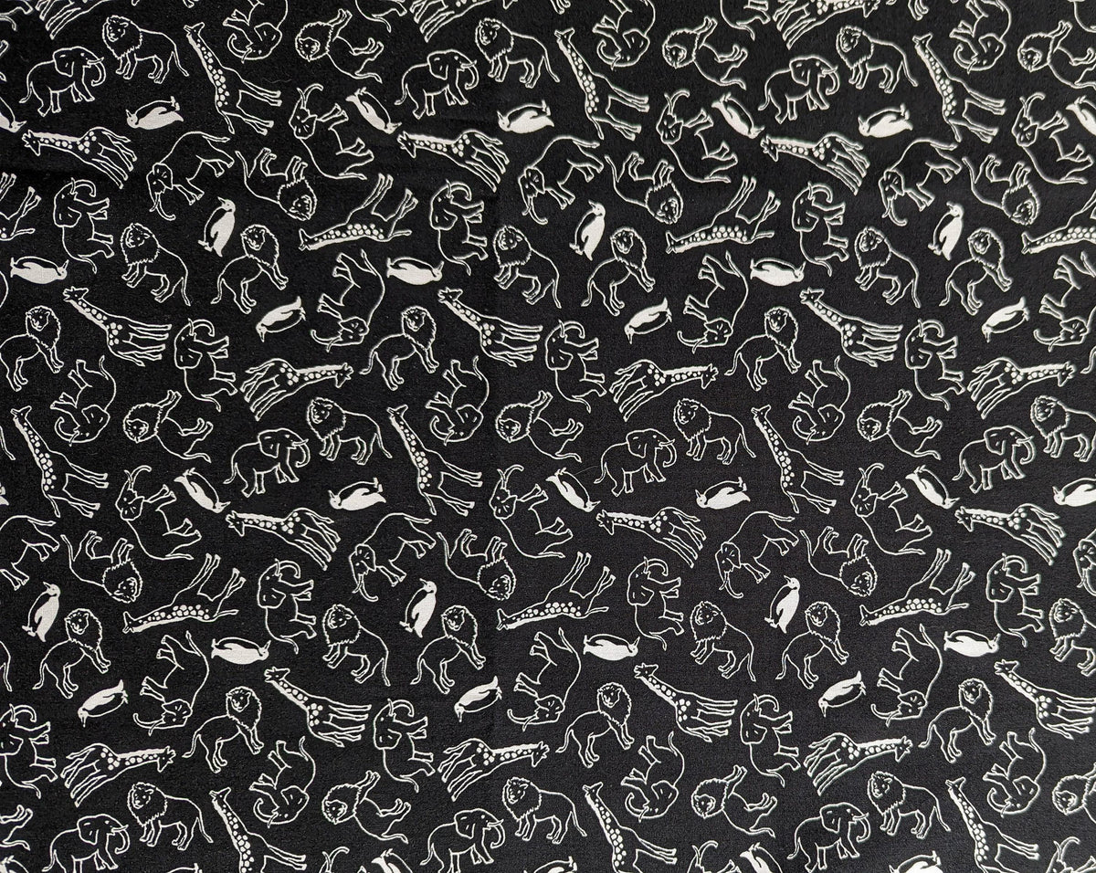 Sevenberry - African Animals Cotton Fabric - Black