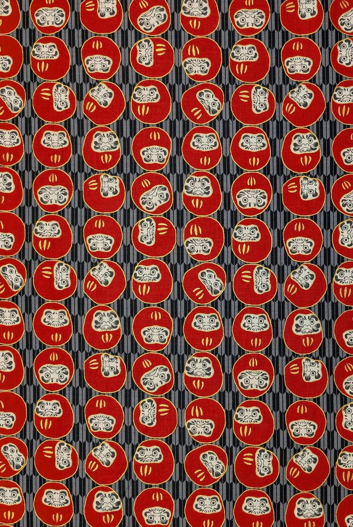 Hokkoh - Yagasuri Daruma Cotton Fabric - Gray and Black