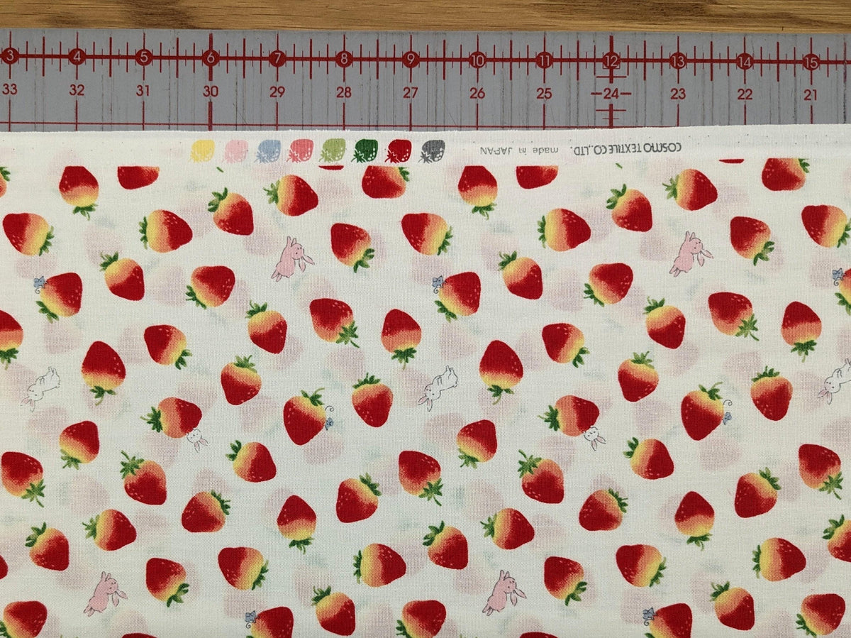 Cosmo - Strawberry Bunnies Kawaii Cotton - White