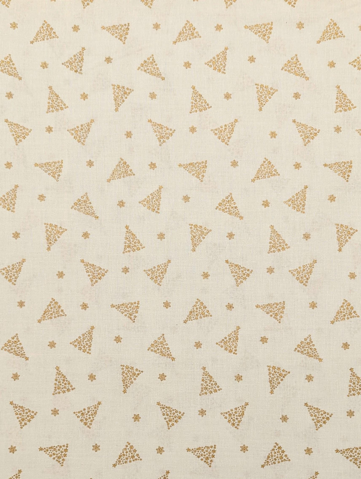 Hishiei - Golden Holiday Trees Cotton Fabric - White