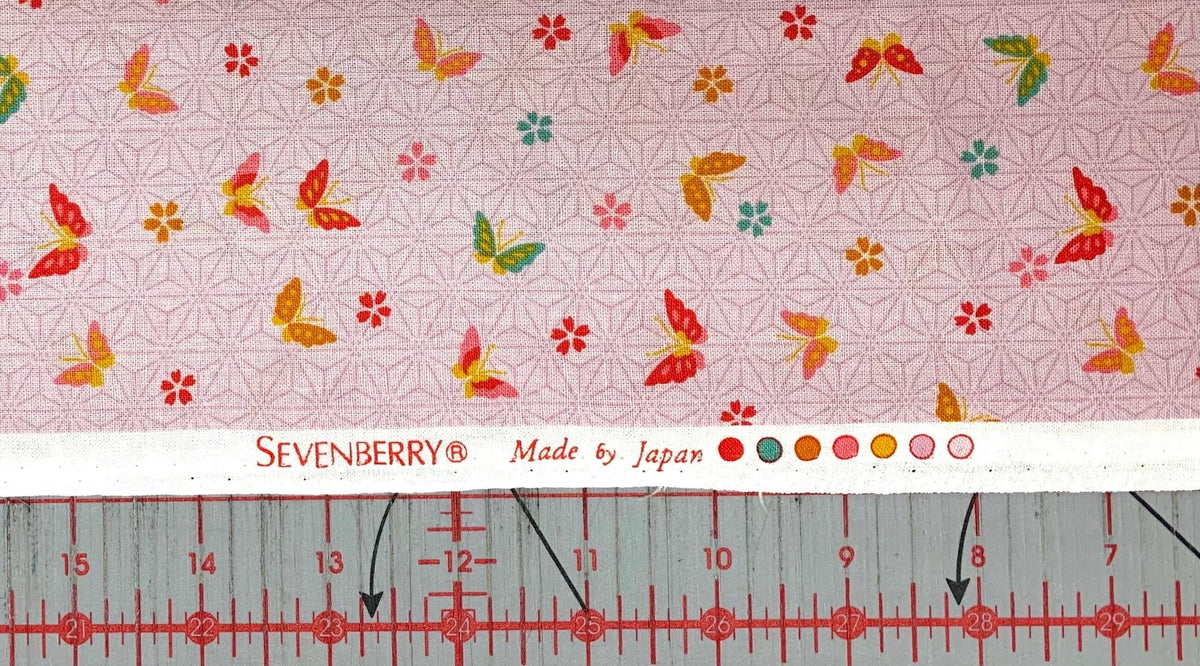Sevenberry - Little Butterflies and Asanoha Stars Cotton Fabric - Pale Pink