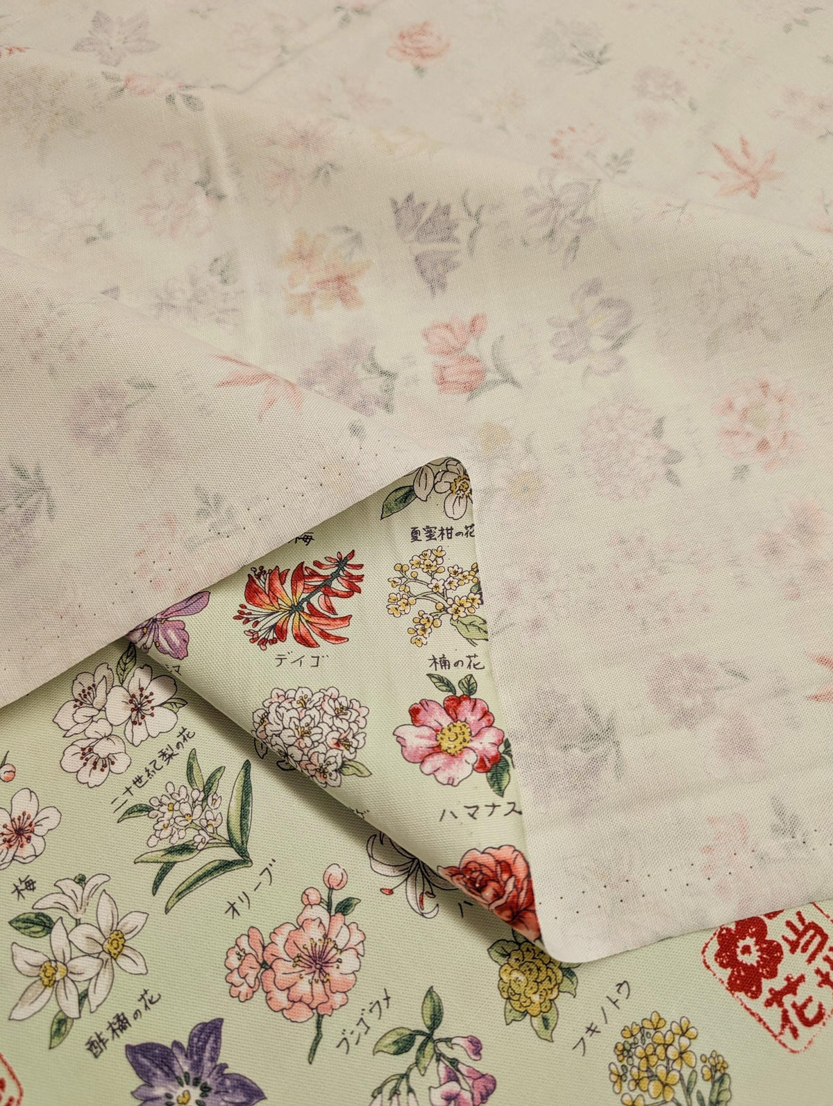 Kokka - National Flowers Cotton Oxford - Green