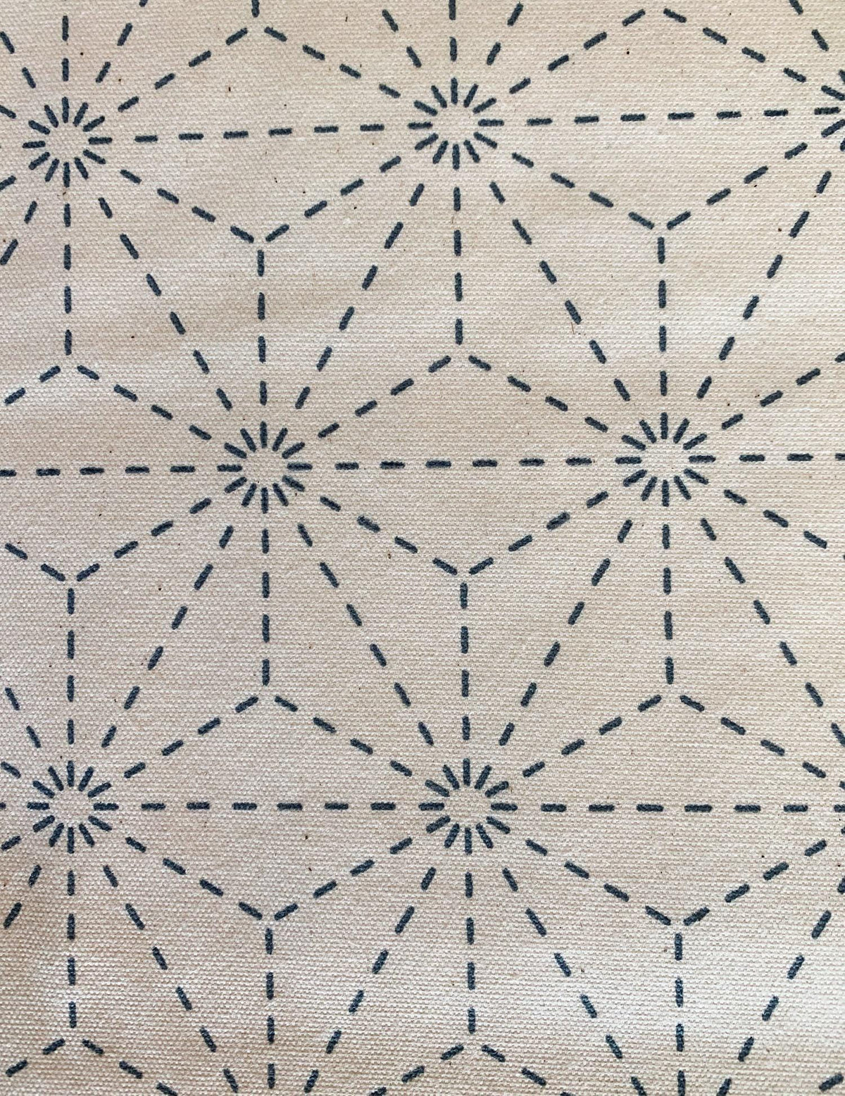 Olympus - Asanoha Stars Pre-Printed Sashiko Cotton Fabric - Ivory White