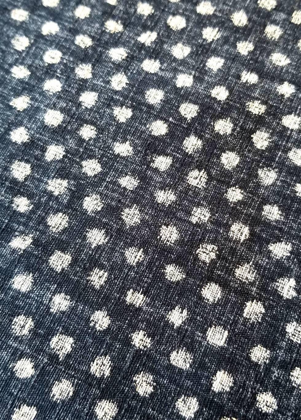Morikiku - Small Dots Cotton Dobby - Navy Blue