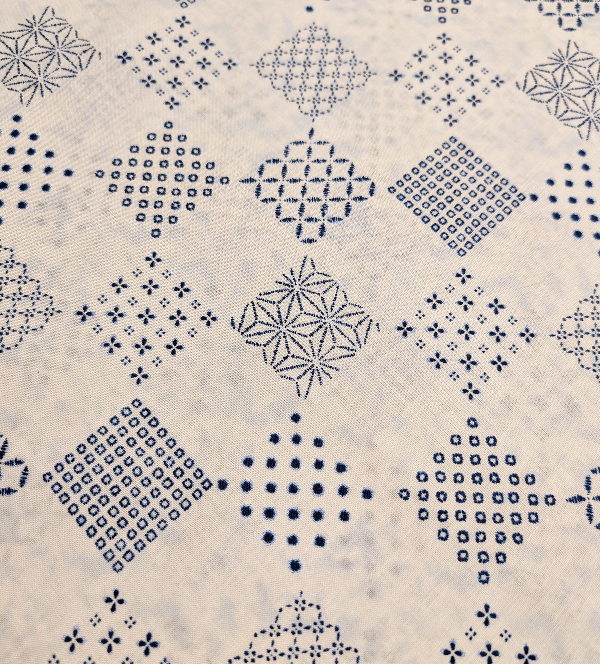Sevenberry - Patterned Squares Shibori-Style Collection Cotton Fabric - White