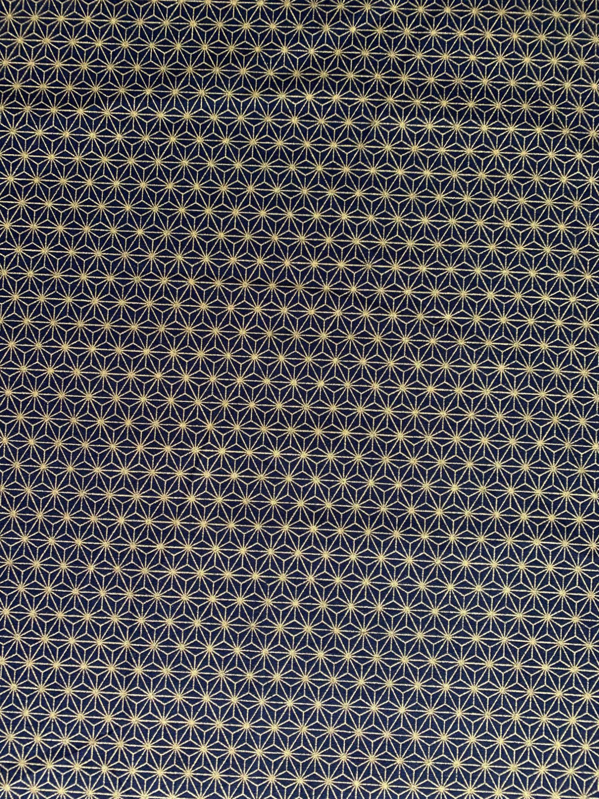 Sevenberry - Golden Asanoha Stars Cotton Fabric - Blue